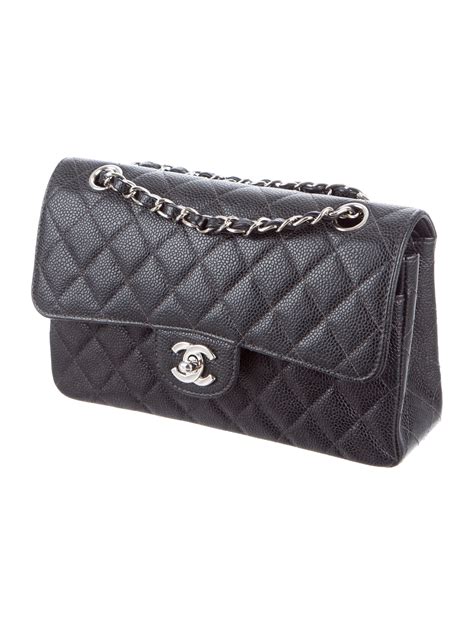 chanel classic flap small caviar silver hardware|Flap Bags .